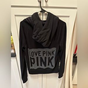 Victoria’s Secret Pink black sweatshirt with iridescent rhinestones